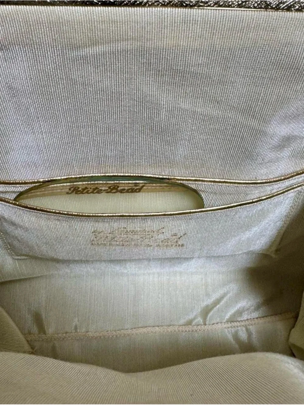 Vintage Cream Beaded Satchel with Top Handles